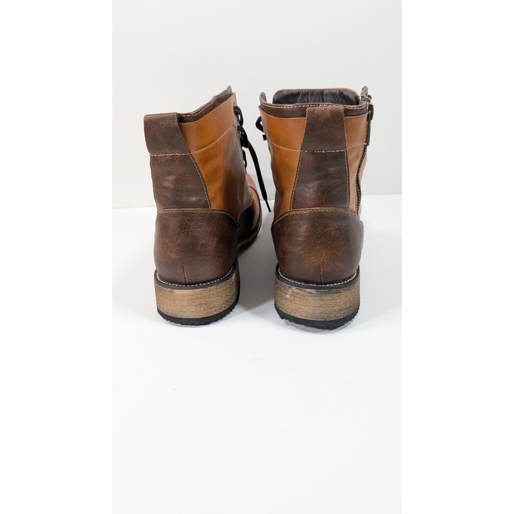 Tan / Brown Men's Lace Up Zip up Cap Toe Fashion Casual Dress Boot size 9 - Picture 12 of 12